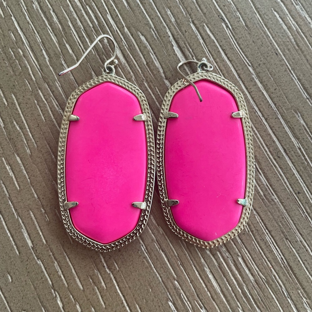 Pink Silver Drop Earrings